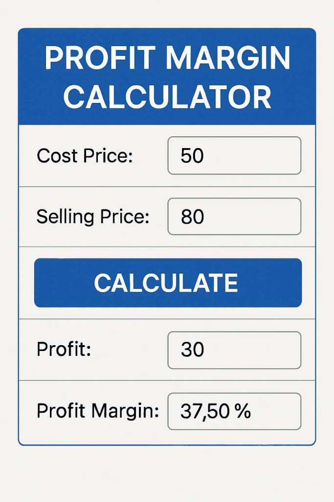 E-commerce Profit Margin Calculator on a laptop screen with financial charts" – SEO-optimized and descriptive for accessibility.