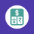 Flat vector favicon icon representing an eCommerce margin calculator with a digital calculator and shopping cart symbol.